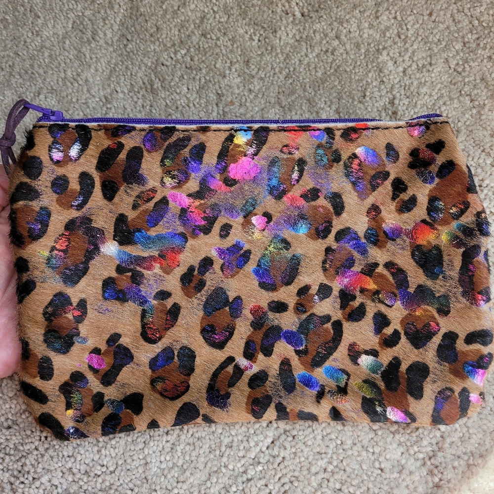 Leopard with Metallic splatter cowhide bag
